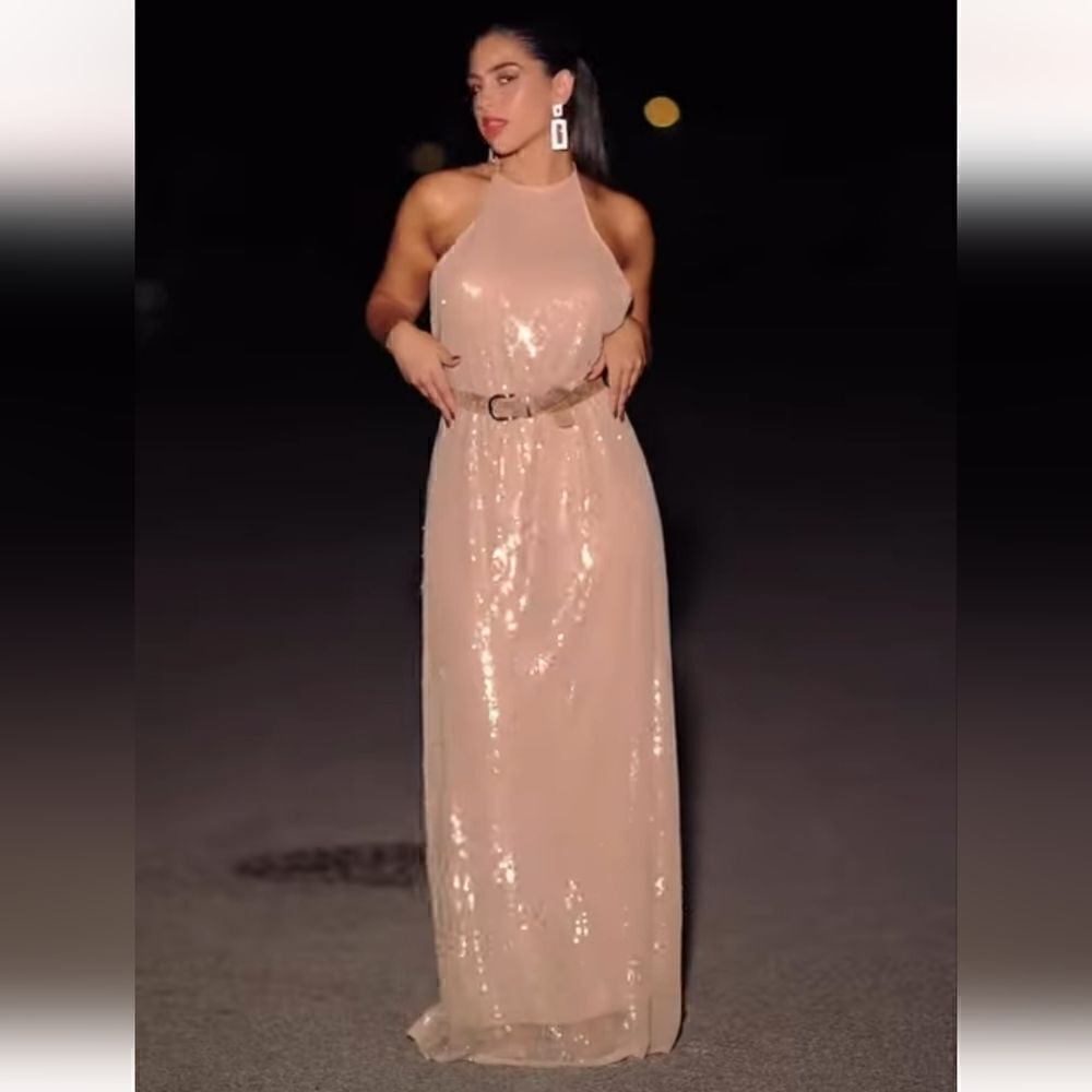 ZARA SEQUIN HALTER DRESS - Picture 4 of 9